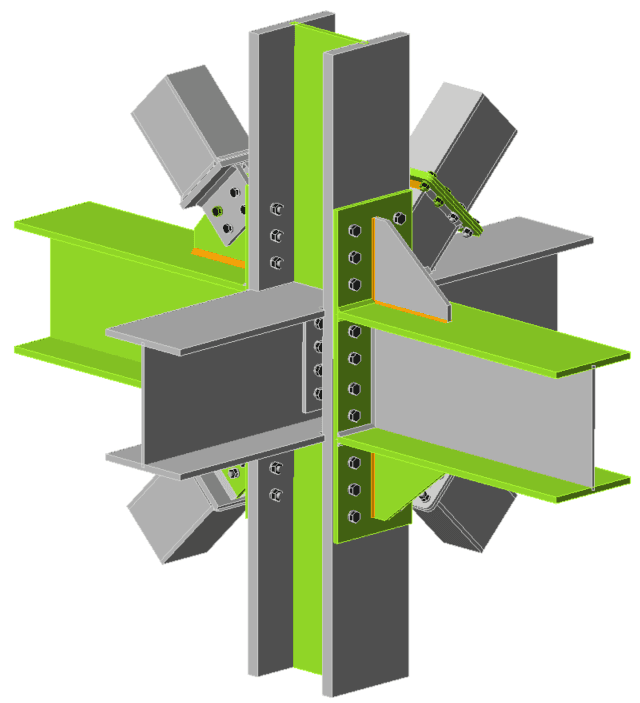 3D verbinding met verstijvers en coupes