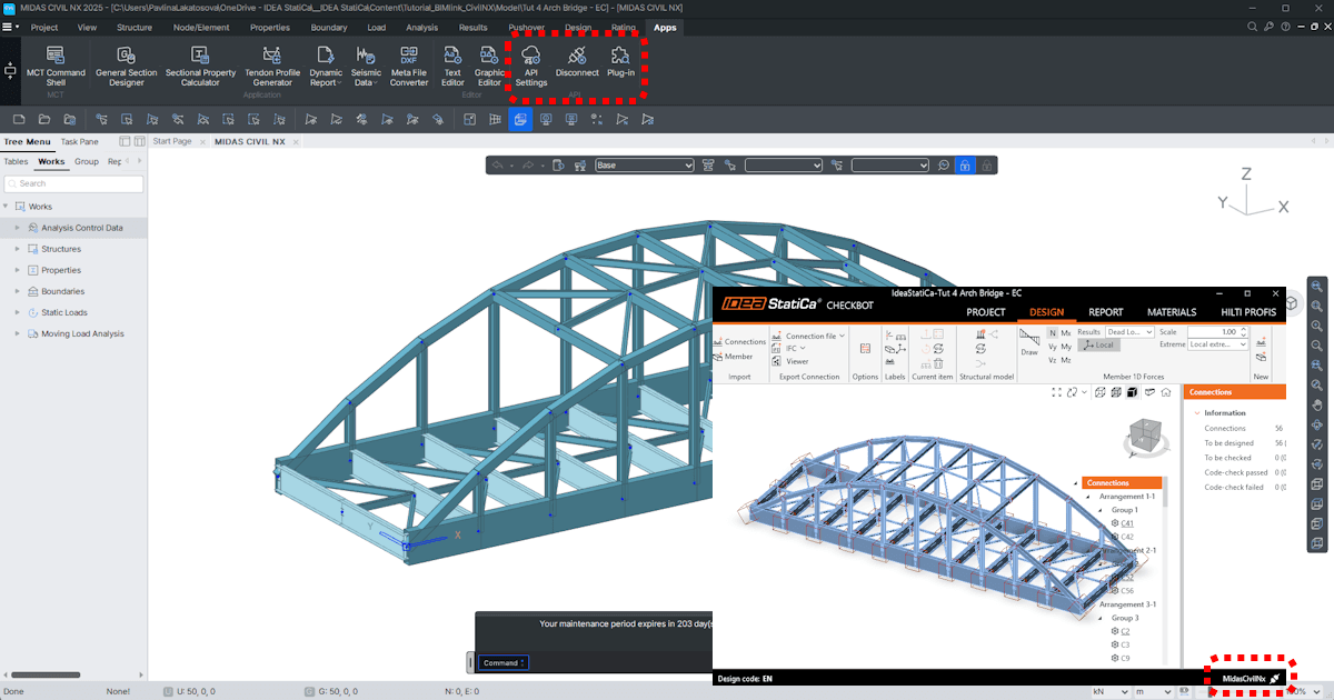 Collegamento BIM MIDAS CIVIL NX per la progettazione di connessioni in acciaio
