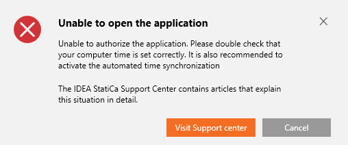 Error message – Unable to authorize the application